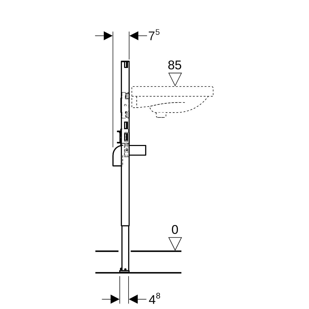 Geberit Duofix Element für WT, 82-98 cm für Standarmatur