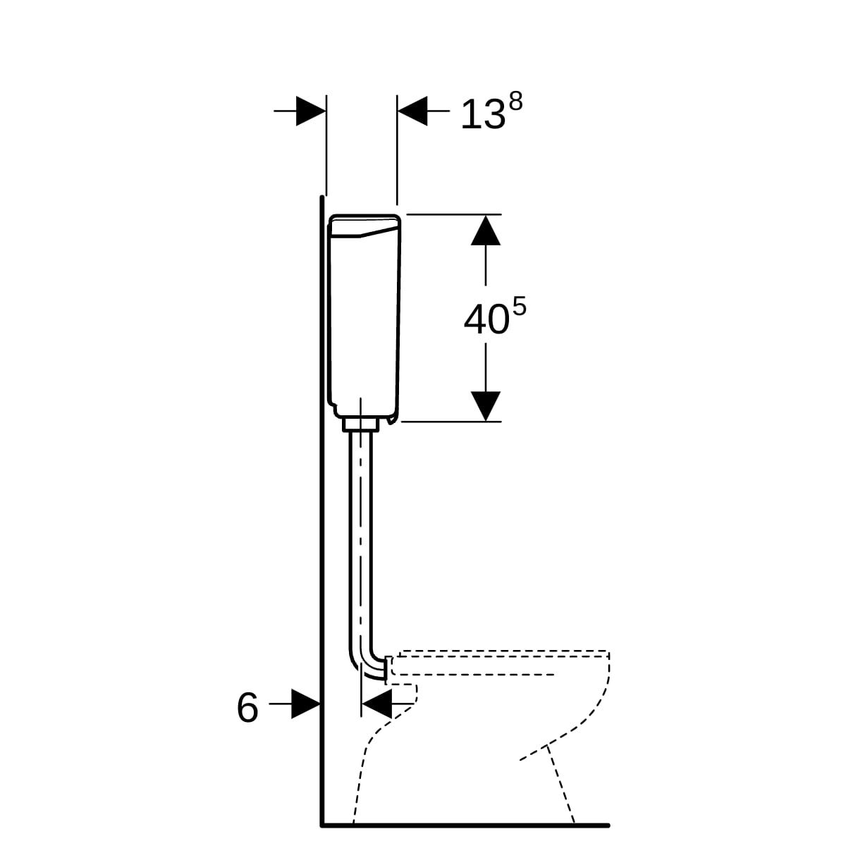 Geberit AP140 AP-Spülkasten Spül-Stopp-Spülung, Kunststoff, Außengewinde 1/2 Zoll, Spülvolumen 6 - 9 l, mit Eckventil, Bedienung Hebel, Geräuschklasse Füllventil Gruppe I, <=20 dB(A)