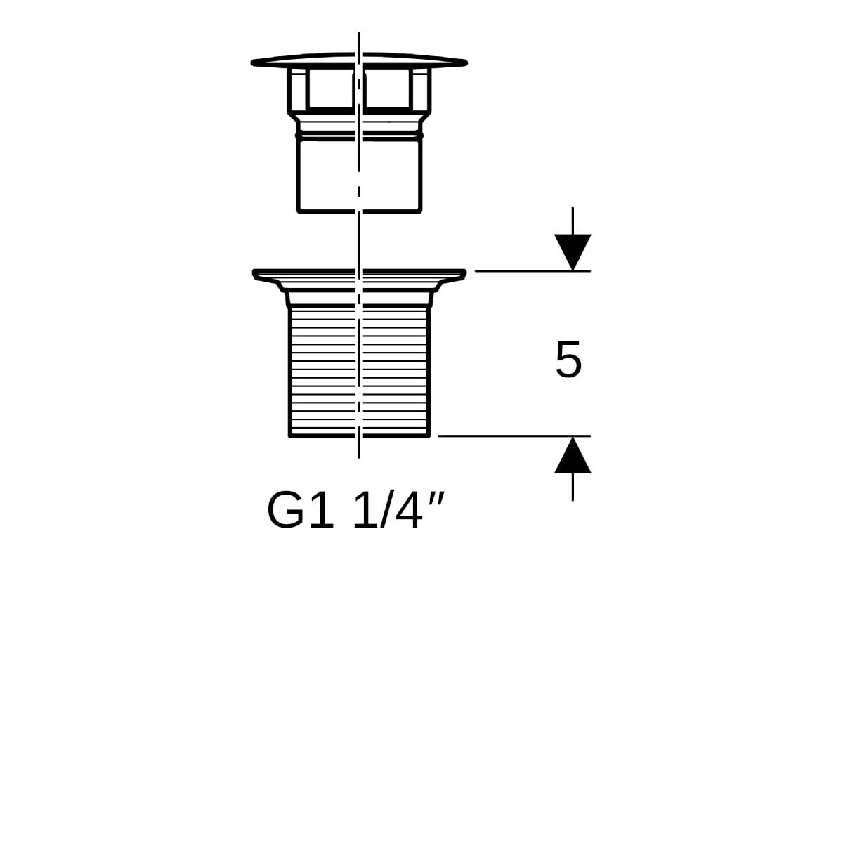 Geberit Ablaufventil mit freiem Auslauf und Ventilabdeckung: hochglanz-verchromt, L=5cm