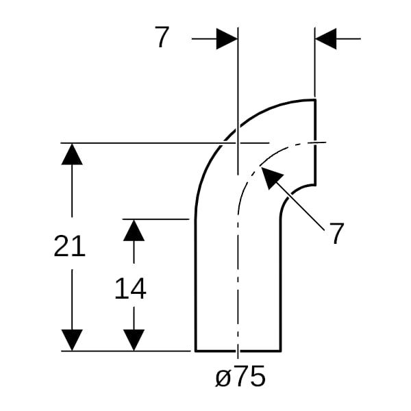 Geberit PE Bogen mit langem Schenkel: 90°