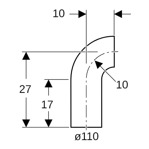 Geberit PE Bogen mit langem Schenkel: 90°
