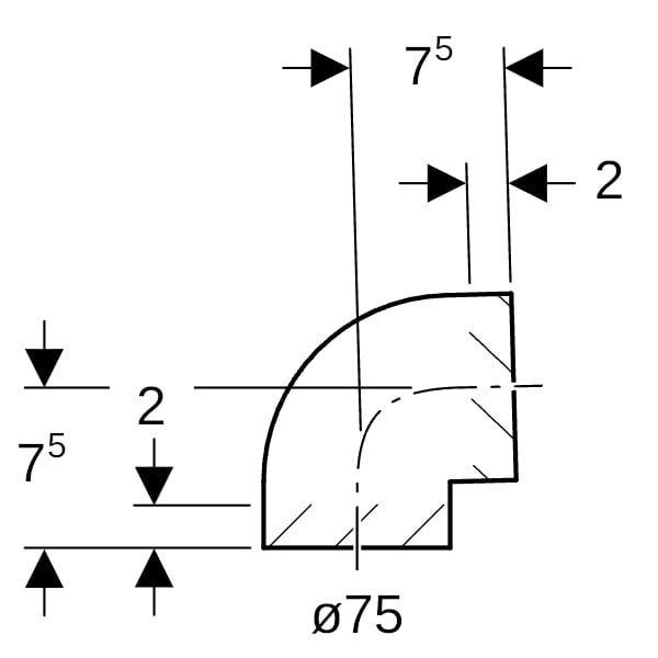 Geberit PE Bogen, 88.5°