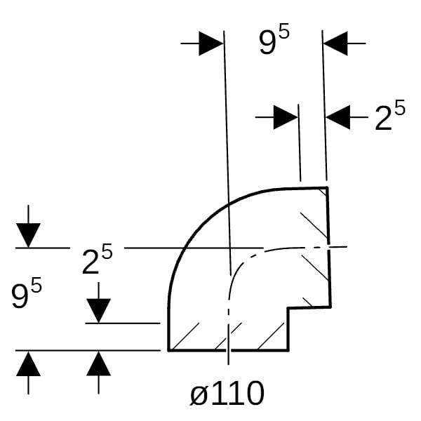 Geberit PE Bogen, 88.5°