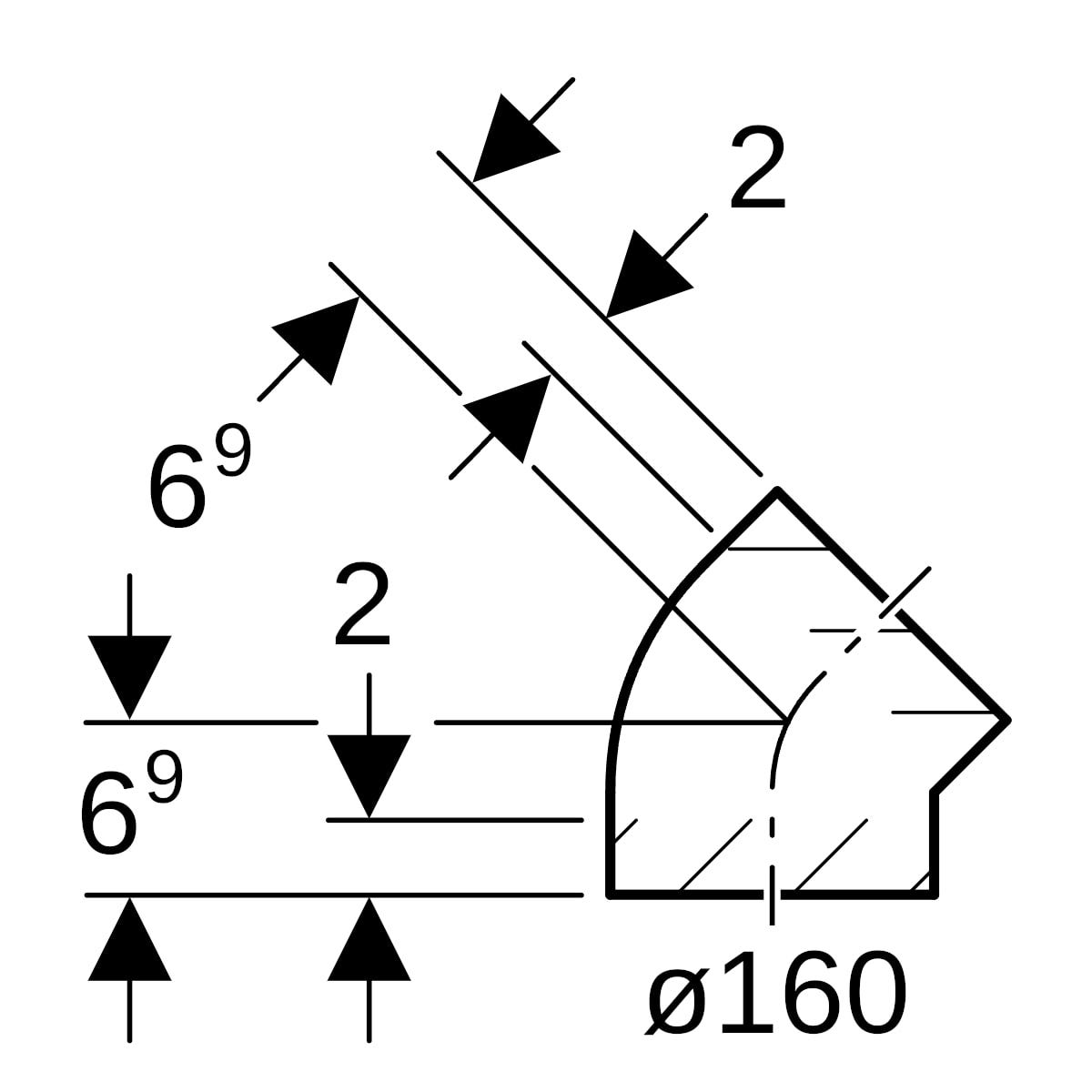 Geberit PE Bogen: 45°
