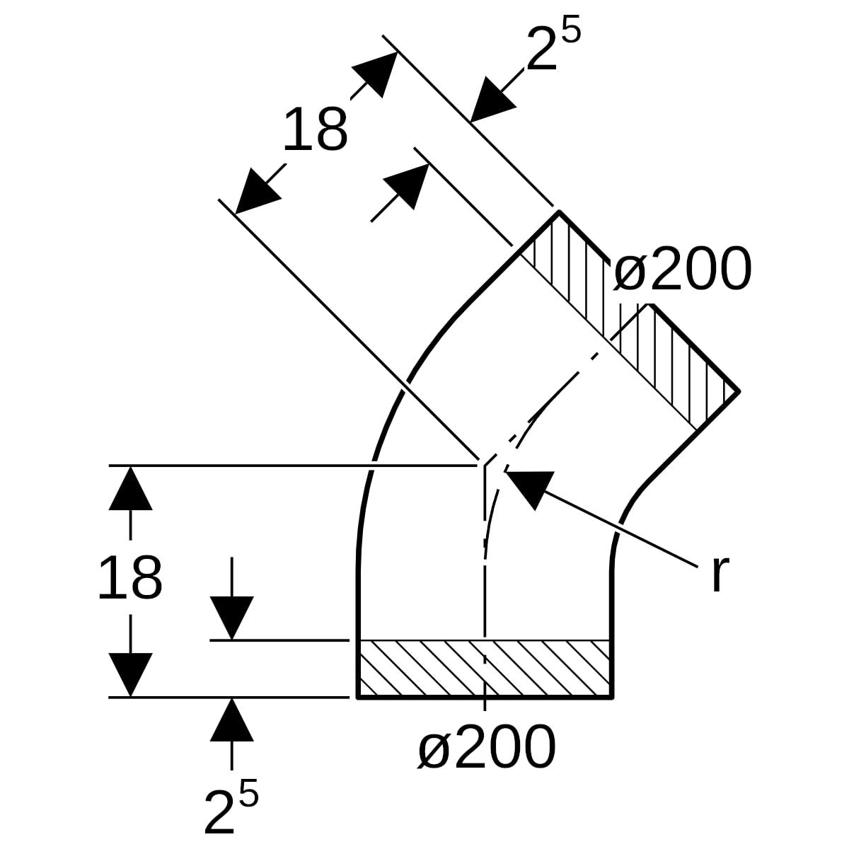 Geberit PE Bogen: 45°