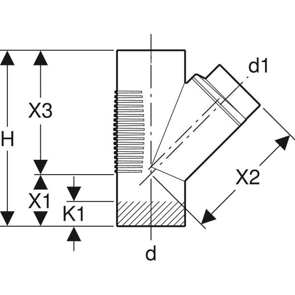 Geberit Silent-db20 Abzweig 45° T-Stück aus Polyethylen (PE), schwarz, systemgebunden