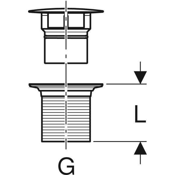 Geberit Ablaufventil mit freiem Auslauf und Ventilabdeckung: hochglanz-verchromt, L=5cm
