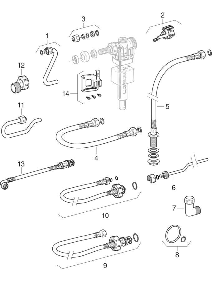 Geberit Kombifix Element für Wand-WC, mit Omega UP-Spülkasten 12 cm