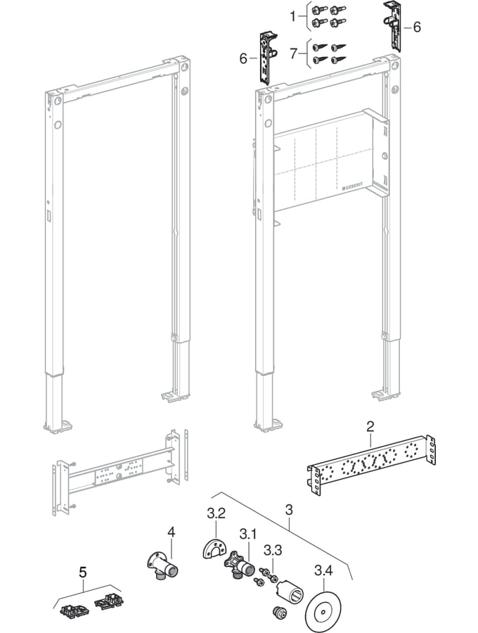 Geberit Duofix Traverse für Wandarmatur AP, variable Armaturenposition