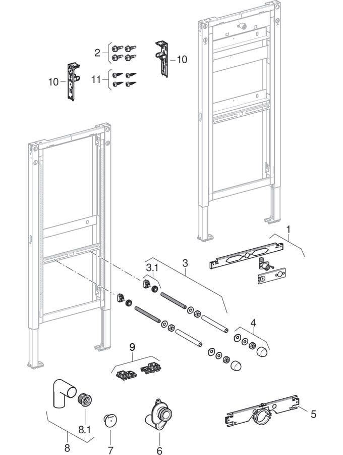 Geberit Duofix Element für Urinal 112-130 cm Universal für AP-Druckspüler