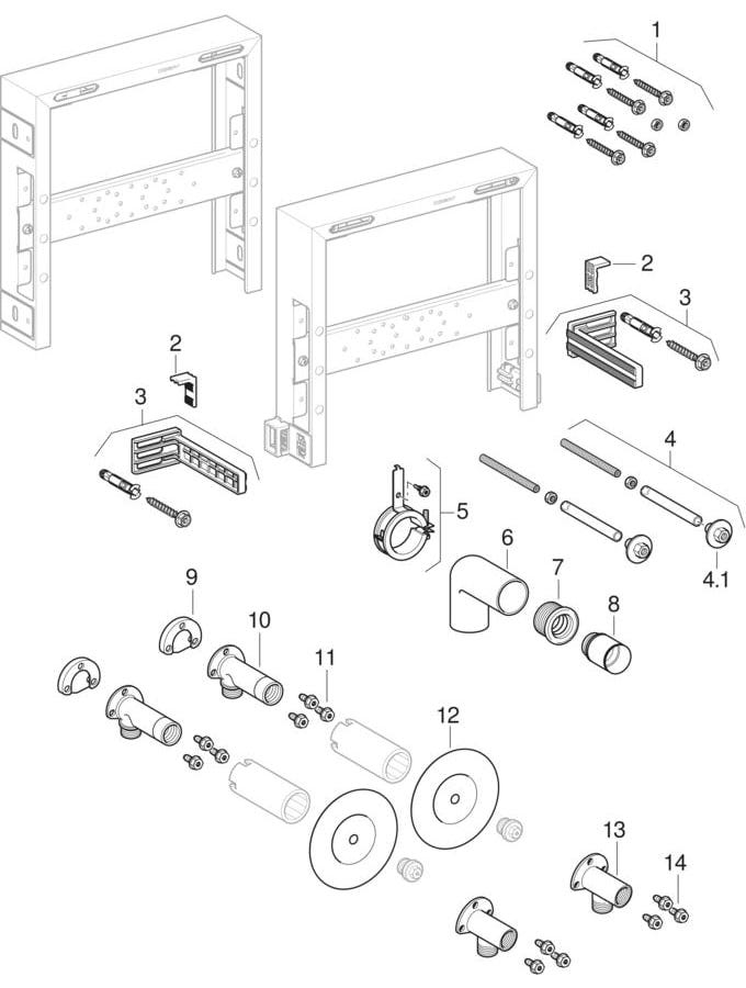 Geberit Kombifix Element für Waschtisch, Standarmatur