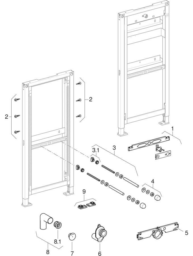 Geberit Duofix Element für Urinal 112-130 cm Universal für AP-Druckspüler