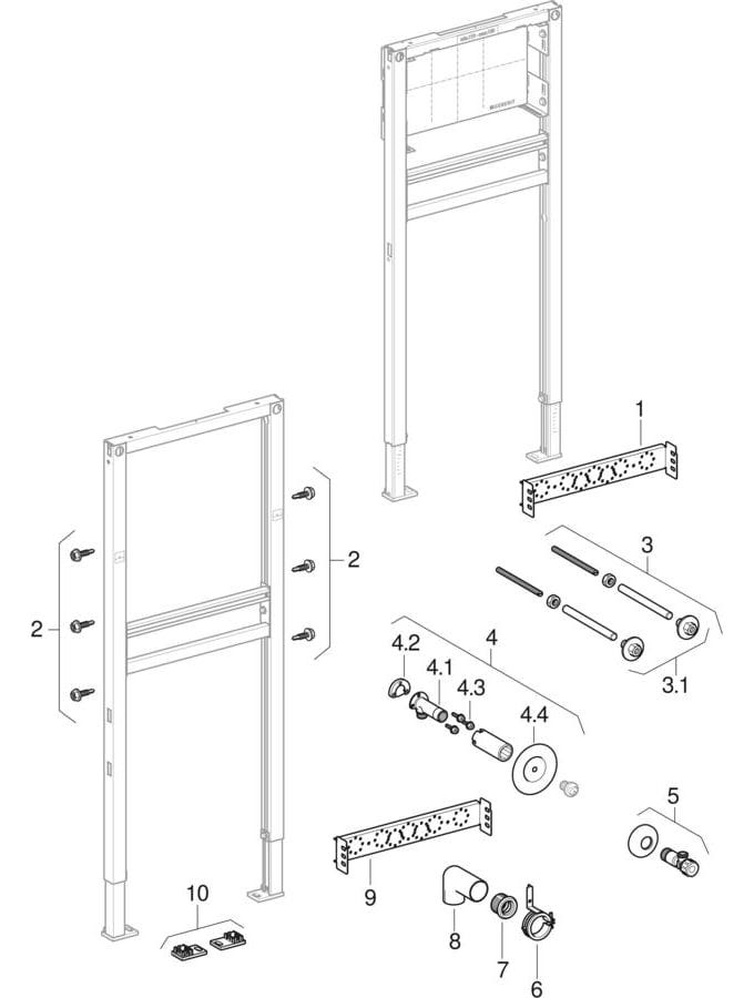 Geberit Duofix Element für WT, 130 cm für AP-Armatur