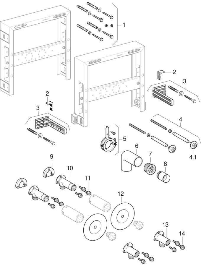 Geberit Kombifix Element für Waschtisch, Standarmatur