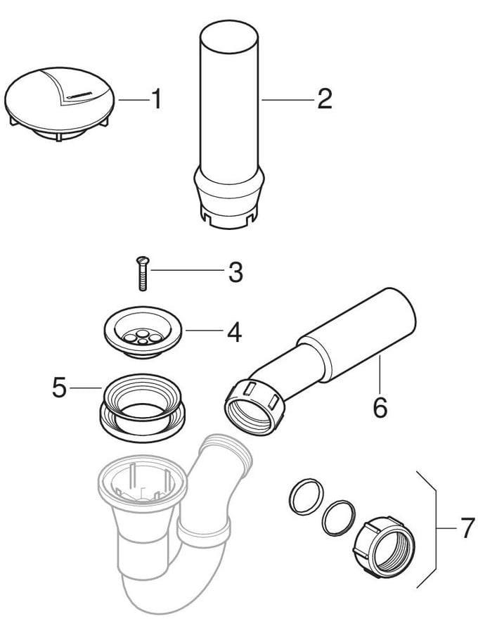 Geberit Duschwannenablauf für Duschwannen mit Ventilloch ø 52 mm, DN 50, Polyethylen (PE)