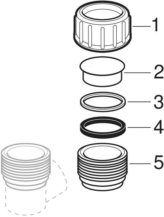 Geberit PE Übergangsstutzen mit Innengewinde und Quetschverschraubung: d=56mm, Rp=2″