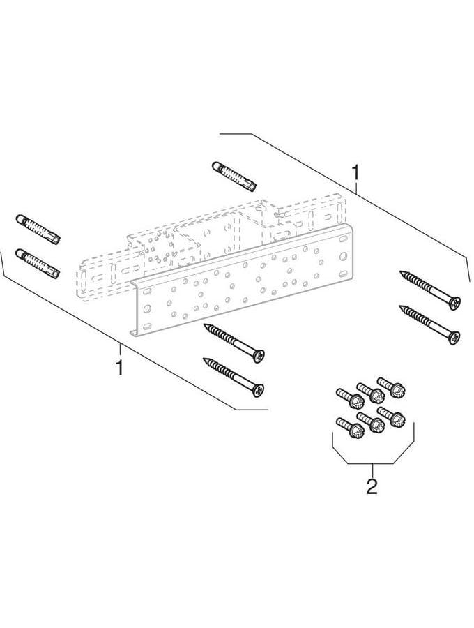 Geberit Montageplatte abgesetzt, zweifach, Anschlussdistanz 7,3 cm oder 15,3 cm: 1.0215, AD=15.3cm, AD1=7.3cm