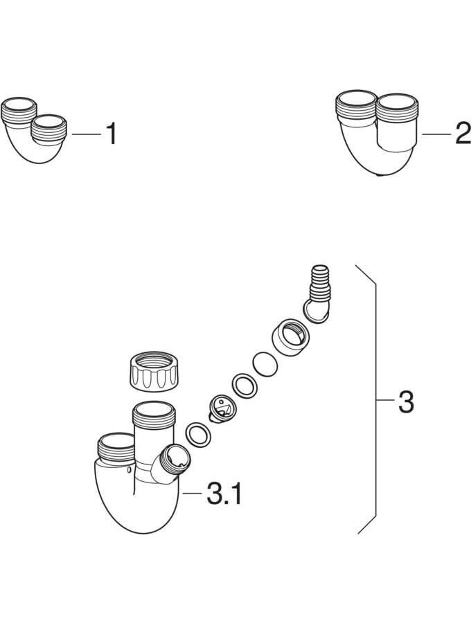 Geberit Rohrbogengeruchsverschluss für Spülbecken, mit Winkelschlauchtülle, Abgang horizontal: G=1 1/2″, weiß-alpin