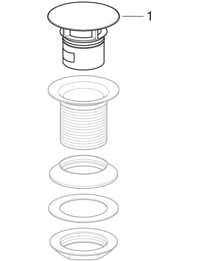 Geberit Ablaufventil mit freiem Auslauf und Ventilabdeckung: hochglanz-verchromt, L=5cm