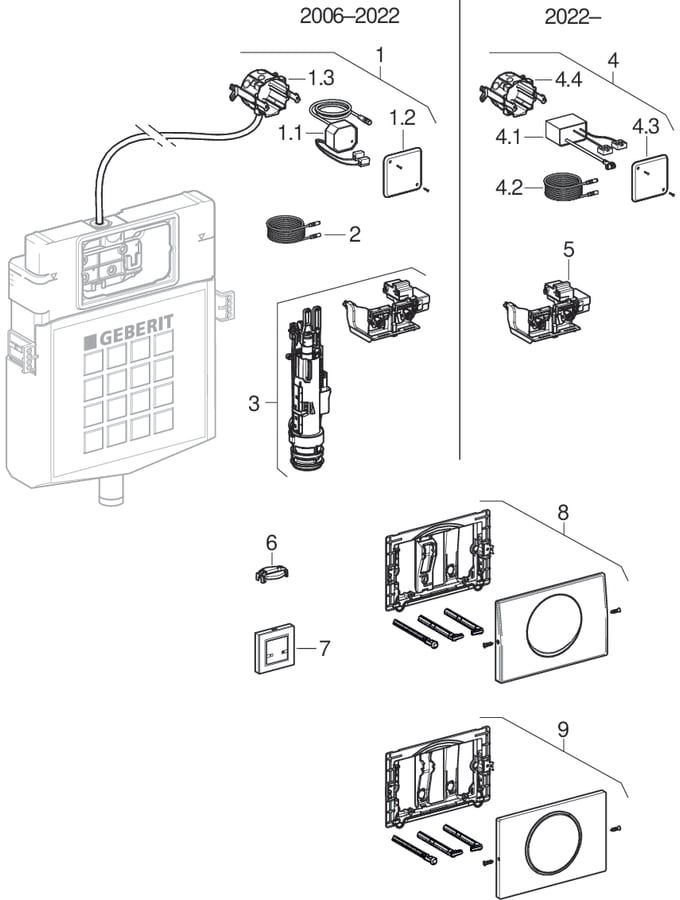 Geberit WC-Steuerung elektronisch, Netzbetrieb, für Sigma UP-Spülkasten 12 cm, für Funktaster