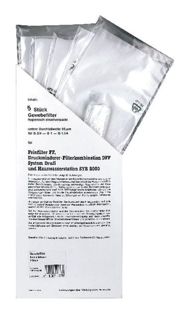 SYR Gewebefilter 2000, Maschenweite 90 µm, für Drufi DFF/FF Kerzenfilter, 5 Stück in einer Vorratspackung