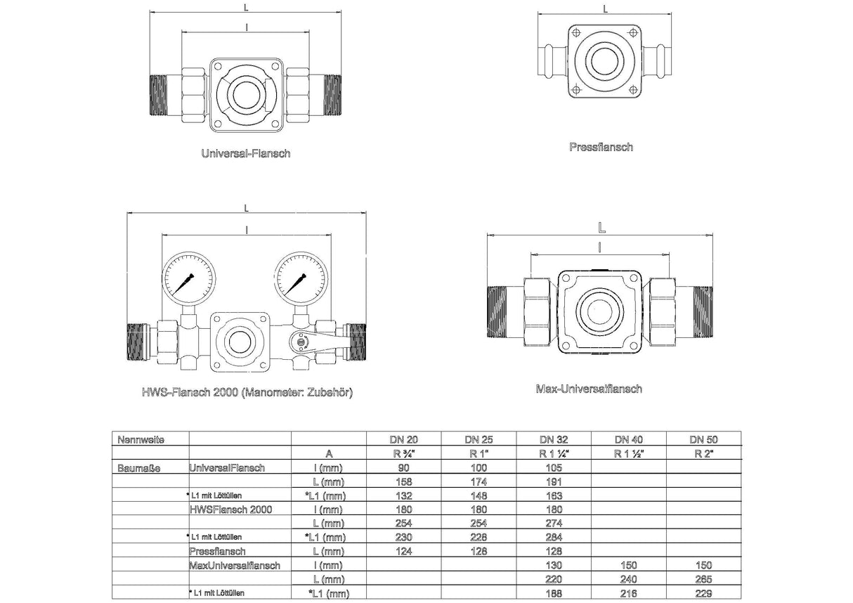 SYR Drufi-Universalflansch 2315 mit Verschraubungen