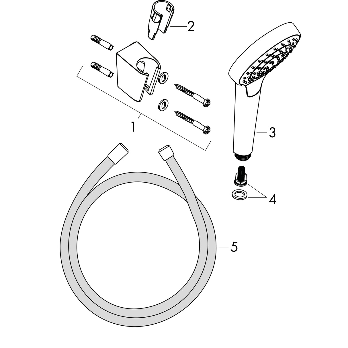 hansgrohe Croma Select S Brausehalterset 110 1jet mit Brauseschlauch 125 cm, Weiß/Chrom