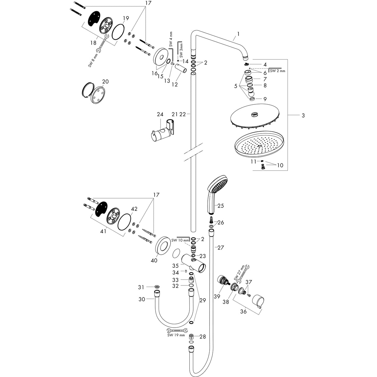 hansgrohe Croma Showerpipe 220 1jet Reno, Chrom