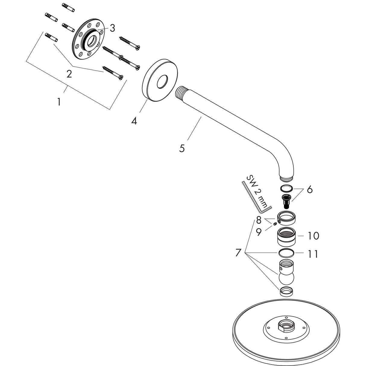 hansgrohe Raindance S Kopfbrause 240 1jet mit Brausearm, Chrom