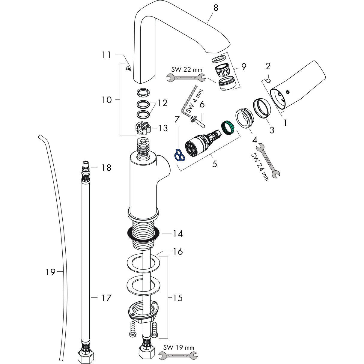hansgrohe Metris Einhebel-Waschtischmischer 230 mit Zugstangen-Ablaufgarnitur, Chrom