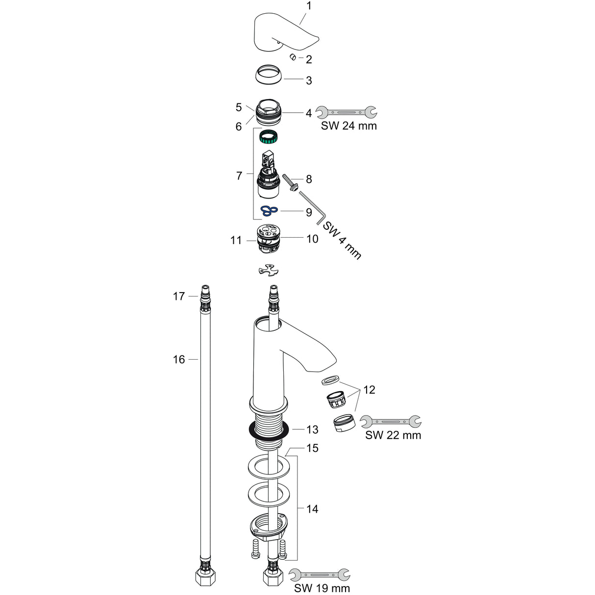 hansgrohe Metris Einhebel-Waschtischmischer 100 für Handwaschbecken ohne Ablaufgarnitur, Chrom