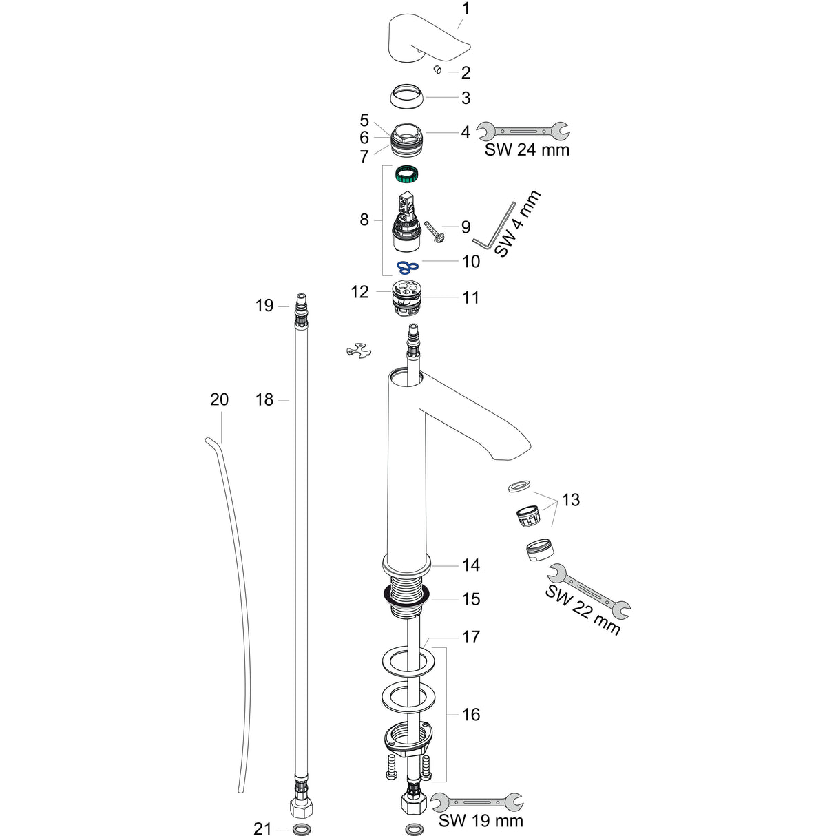 hansgrohe Metris Einhebel-Waschtischmischer 200 mit Zugstangen-Ablaufgarnitur, Chrom