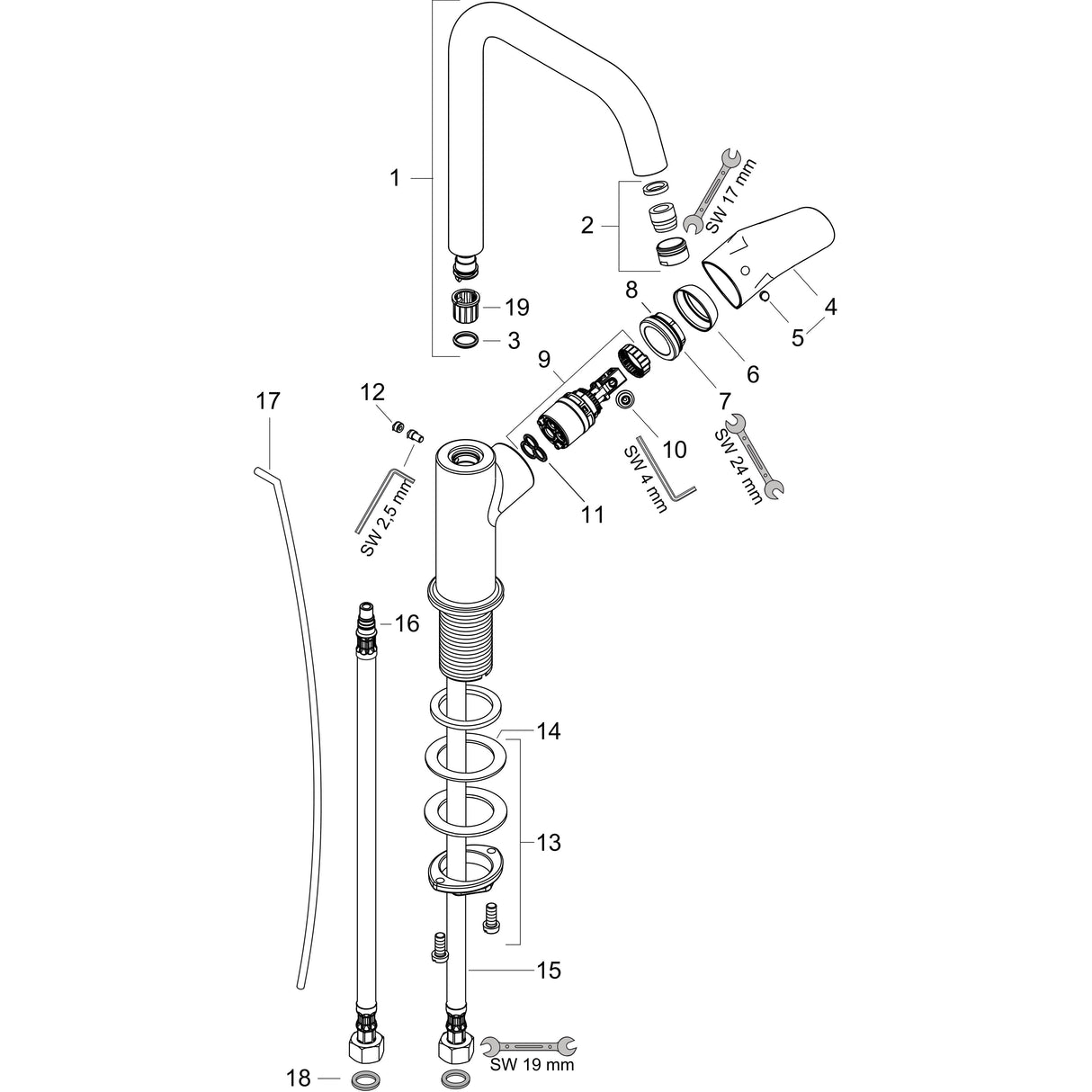 hansgrohe Focus Einhebel-Waschtischmischer 240 mit Schwenkauslauf und Zugstangen-Ablaufgarnitur, Chrom