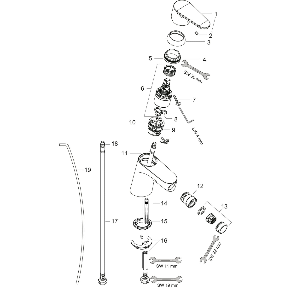 hansgrohe Focus Einhebel-Bidetmischer mit Zugstangen-Ablaufgarnitur, Chrom