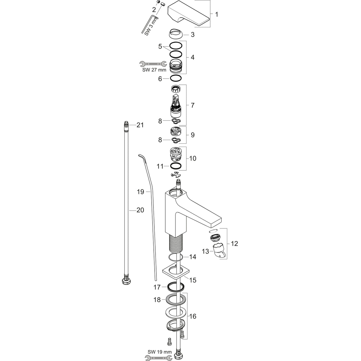 hansgrohe Metropol Einhebel-Waschtischmischer 110 mit Hebelgriff und Zugstangen-Ablaufgarnitur, Chrom