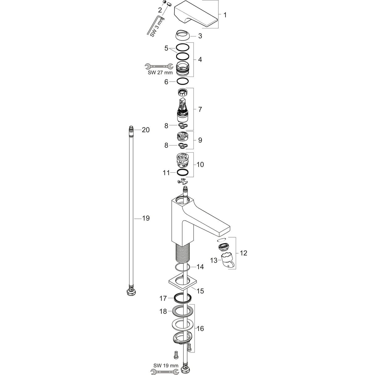 hansgrohe Metropol Einhebel-Waschtischmischer 110 mit Hebelgriff und Push-Open Ablaufgarnitur, Chrom