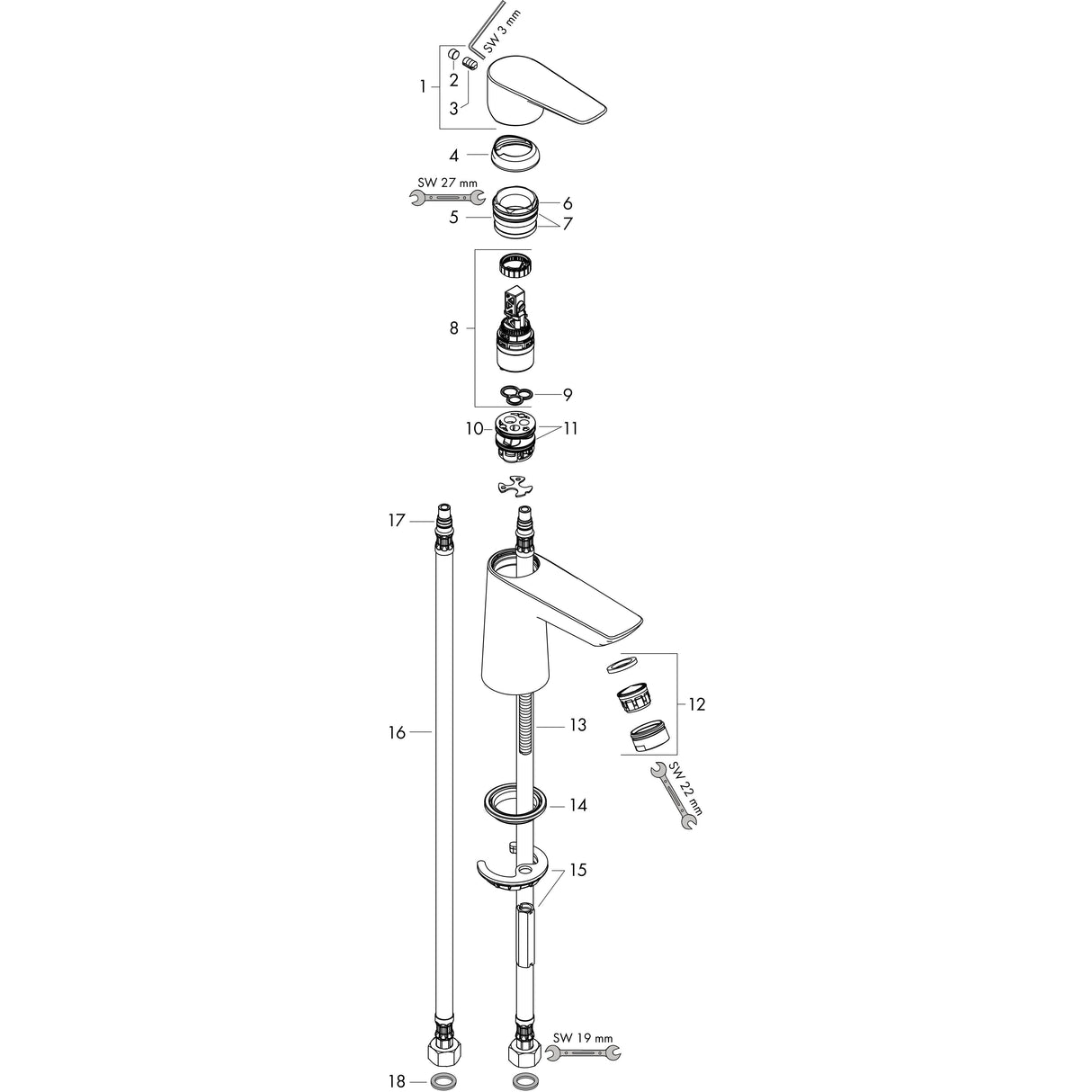 hansgrohe Talis E Einhebel-Waschtischmischer 80 ohne Ablaufgarnitur, Chrom