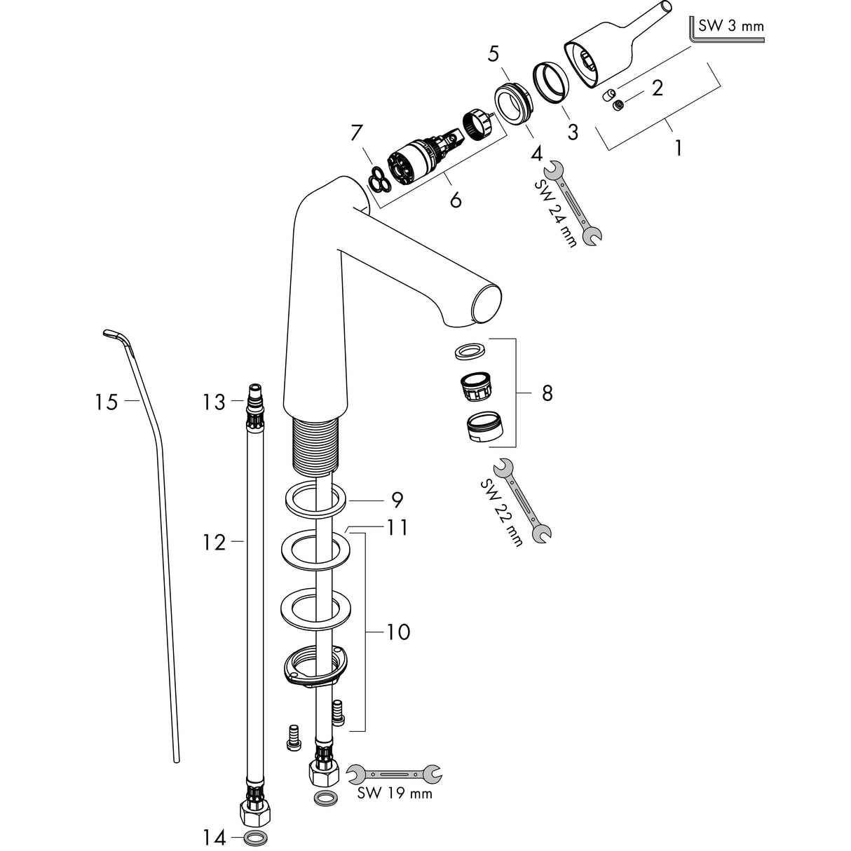 hansgrohe Talis S Einhebel-Waschtischmischer 140 mit Zugstangen-Ablaufgarnitur, Chrom