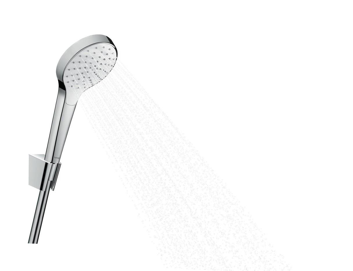 hansgrohe Croma Select S Brausehalterset 110 1jet mit Brauseschlauch 125 cm, Weiß/Chrom