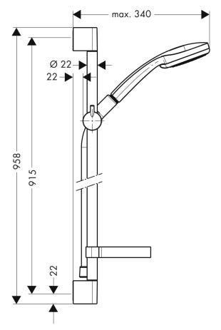 hansgrohe Croma 100 Brauseset Vario mit Brausestange 90 cm und Seifenschale, Chrom