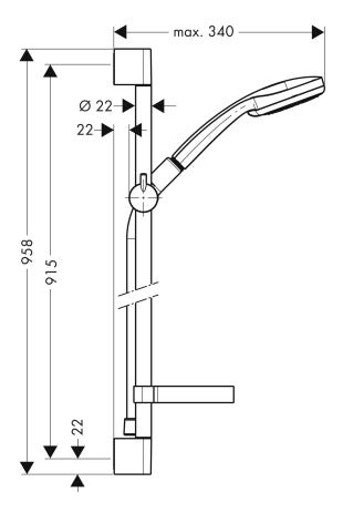 hansgrohe Croma 100 Brauseset Multi mit Brausestange 90 cm und Seifenschale, Chrom