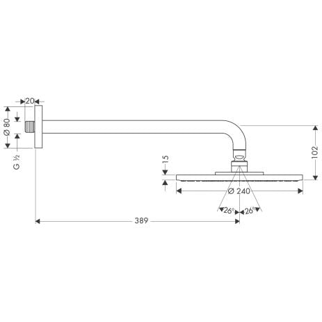hansgrohe Raindance S Kopfbrause 240 1jet mit Brausearm, Chrom
