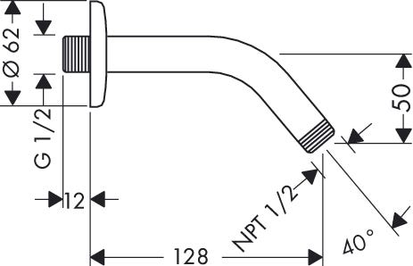 hansgrohe Brausearm 12,8 cm, Chrom