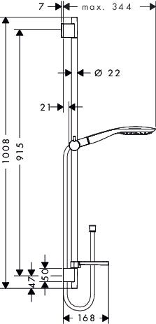 hansgrohe Raindance Select E Brauseset 150 3jet mit Brausestange 90 cm und Seifenschale, Chrom