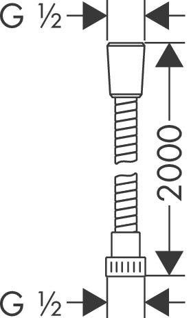 hansgrohe Metaflex Brauseschlauch, Kunststoff, Chrom, mit Umflechtung, ohne mitdrehenden Anschluss, Gewinde 1/2 Zoll