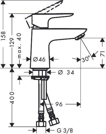 hansgrohe Talis E Einhebel-Waschtischmischer 80 ohne Ablaufgarnitur, Chrom