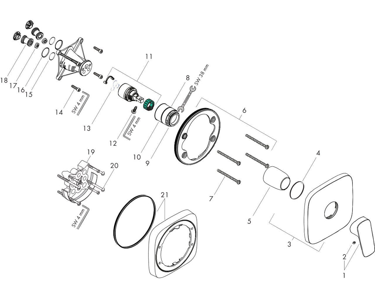 hansgrohe Logis Einhebel-Brausemischer Unterputz für iBox universal, Chrom