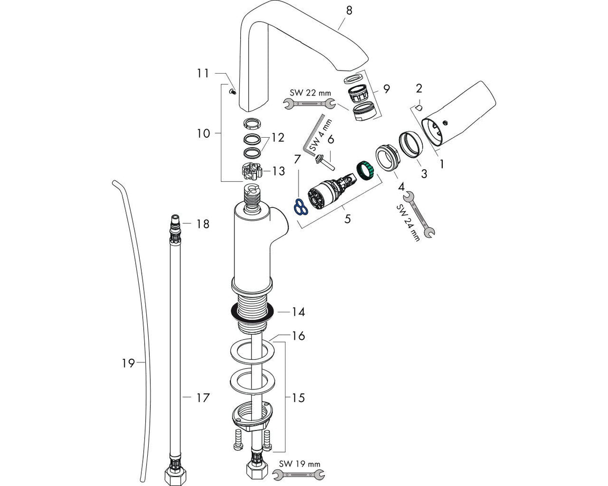 hansgrohe Metris Einhebel-Waschtischmischer 230 mit Zugstangen-Ablaufgarnitur, Chrom