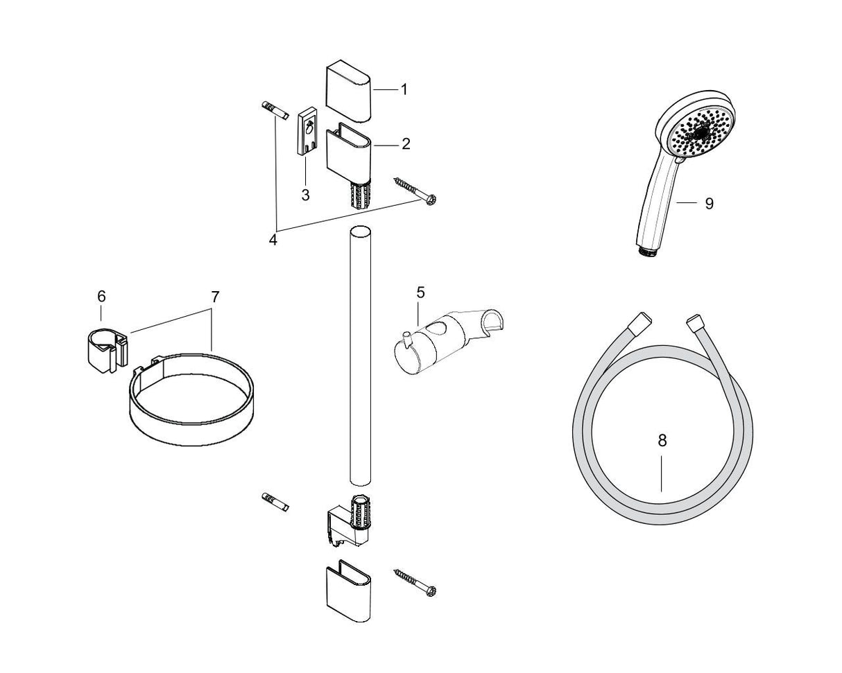 hansgrohe Croma 100 Brauseset Multi mit Brausestange 90 cm und Seifenschale, Chrom