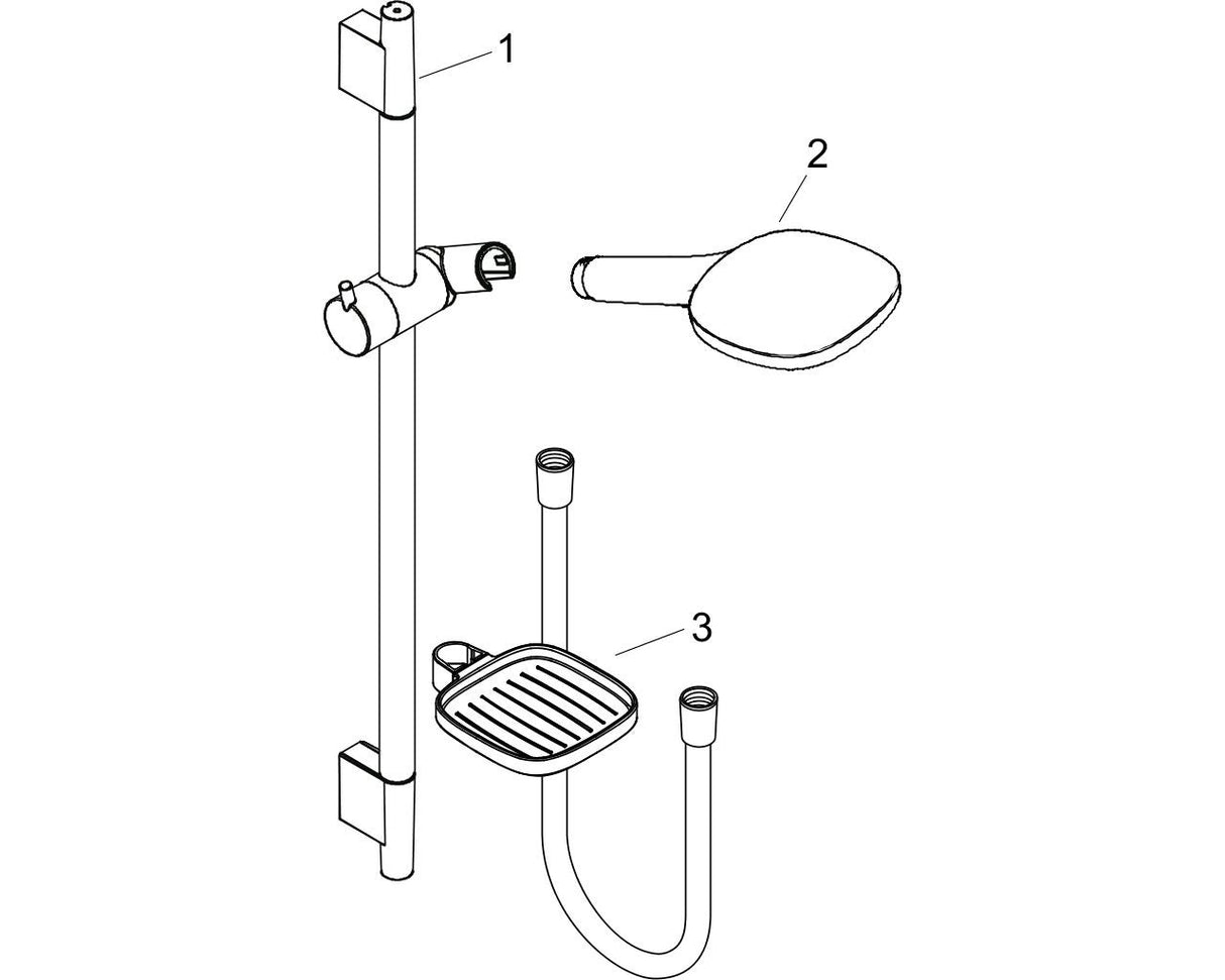 hansgrohe Raindance Select E Brauseset 150 3jet mit Brausestange 90 cm und Seifenschale, Chrom